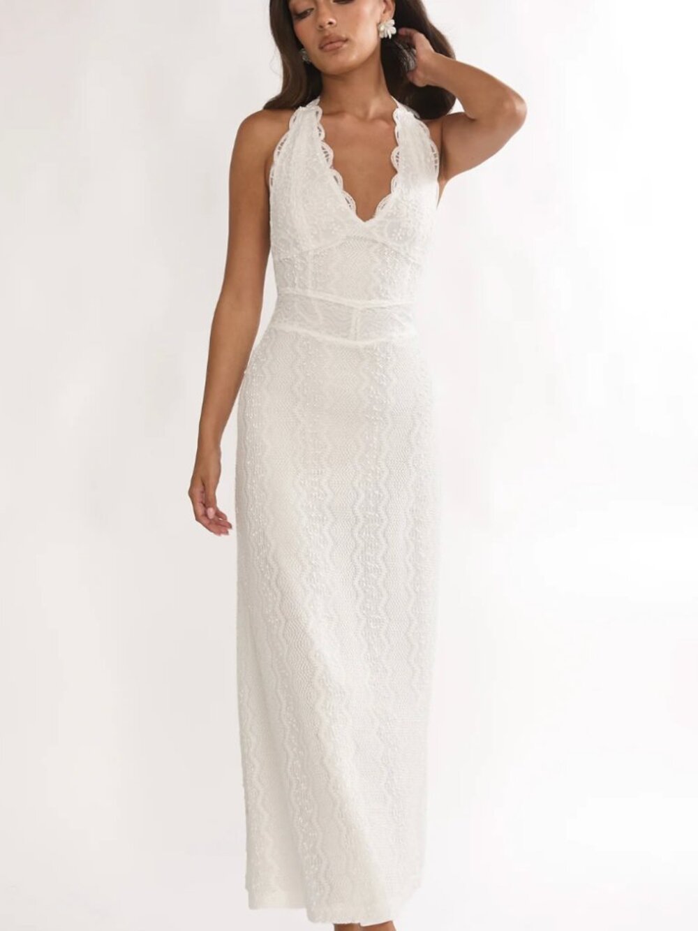 Selfie Leslie White Lace Maxi Dress